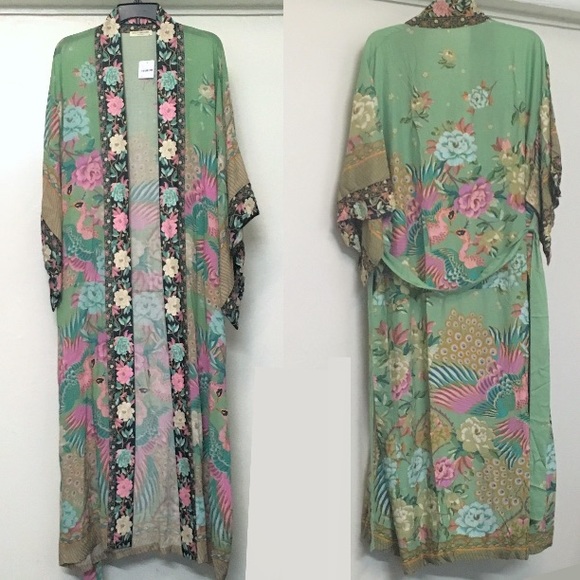 Maxi KIMONO Cloud Dancer Floral COVERUP Wrap - Picture 5 of 6